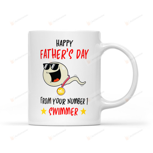 Swimming Happy Father's Day Number One Swimmer Ceramic Mug Great Customized Gifts For Birthday Christmas Thanksgiving Father's Day 11 Oz 15 Oz Coffee Mug