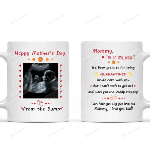 Personalized Ultrasound Mother Day Mug Mommy I Love You Too From The Bump Gift For Mom Ceramic Mug Great Customized Gifts For Mother's Day 11 Oz 15 Oz Coffee Mug