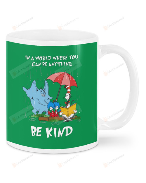 In A World Where You Can Be Anything, Be Kind, Red Umbrella Of Elephant Mugs Ceramic Mug 11 Oz 15 Oz Coffee Mug