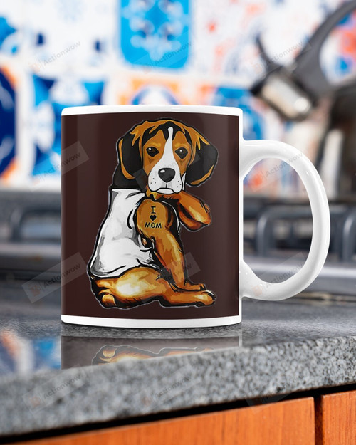 Beagle Dog Tattoo I Love Mom Ceramic Mug Great Customized Gifts For Birthday Christmas Thanksgiving 11 Oz 15 Oz Coffee Mug
