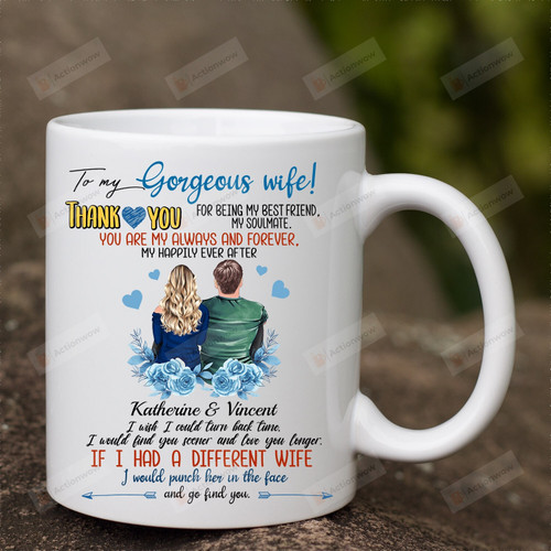 Personalized To My Gorgeous Wife Thank You for Being My Soulmate Mug Gifts For Couple Lover , Husband, Boyfriend, Birthday, Anniversary Customized Name Ceramic Coffee Mug 11-15 Oz