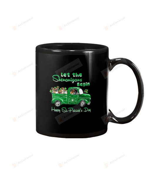 Let The Shenanigans Begin Boxer Puppies Drive Shamrock Green Truck Mug Happy Patrick's Day , Gifts For Birthday Ceramic Coffee 11-15 Oz