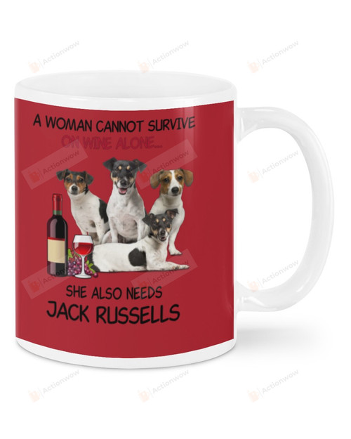 A Woman Cannot Survive Jack Russell Terrier Ceramic Mug Great Customized Gifts For Birthday Christmas Thanksgiving 11 Oz 15 Oz Coffee Mug