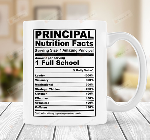 Principal Nutrition Facts Mug Funny Principal Coffee Mug, Thank You Principal Gift, Nutritional Fact Template