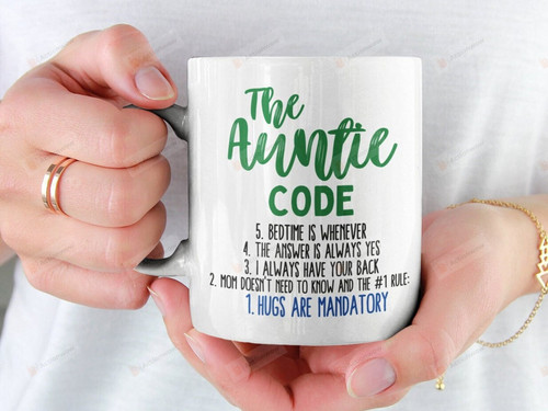 The Auntie Code Mug with Inspirational & Funny Codes for Auntie, Auntie Birthday Gift Ideas, Coffee Cups for Aunt's, Auntie Gift