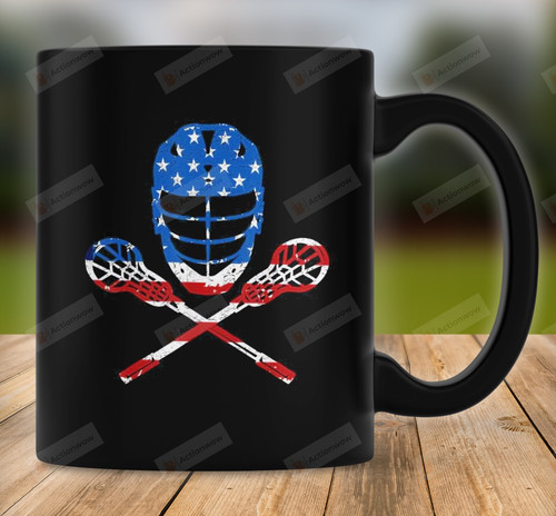 Lacross Love Proud Mug Gift For True Lovers, Lacrosse American Flag Lax Helmet Sticks 4th Of July Gifts Mug, Mother's Day, Father's Day Birthday 11oz 15oz Coffee Ceramic Mug