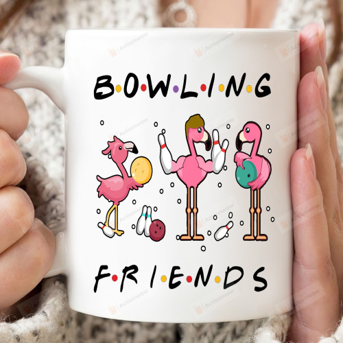 Bowling Friends With Flamingo Love Funny Mug Sport Gift For Bowling Lover Long Distance Friendship Bestie Coffee Ceramic Mug On Birthday Mother's Day Father's Day