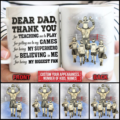 Personalized Boxing Dad And Child Thank You Dad Custom Kids Custom Mug