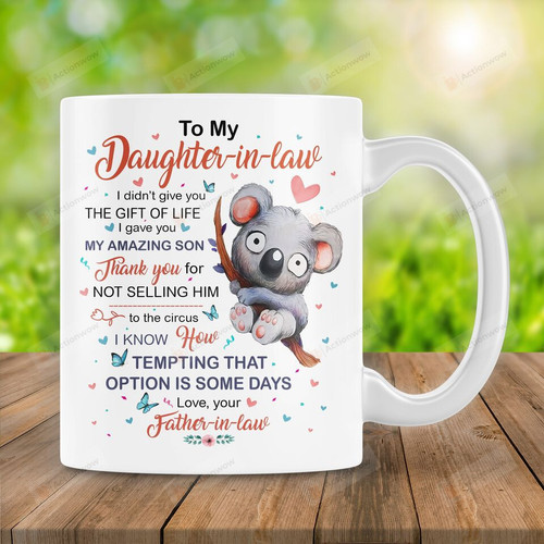 To My Daughter In Law Mug, Gift For Daughter From Father In Law, Birthday Gift, Ceramic Coffee Mug