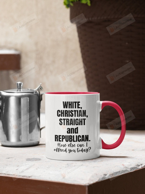 Funny White Christian Straight And Republican Mug, American Patriot Gift, Patriotic Republican Mug, Christian Travel Mug, Conservative Gift