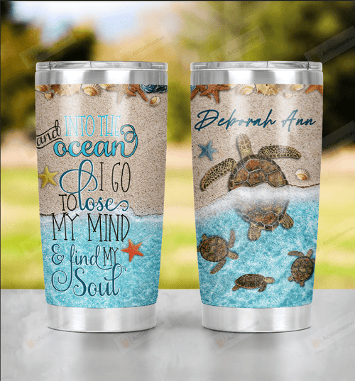 Personalized Sea Turtles Into The Ocean Stainless Steel Tumbler Cup