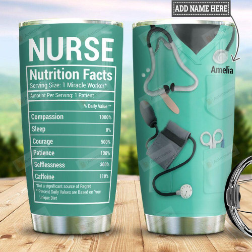 Personalized Nurse Nutrition Facts Stainless Steel Tumbler Cup
