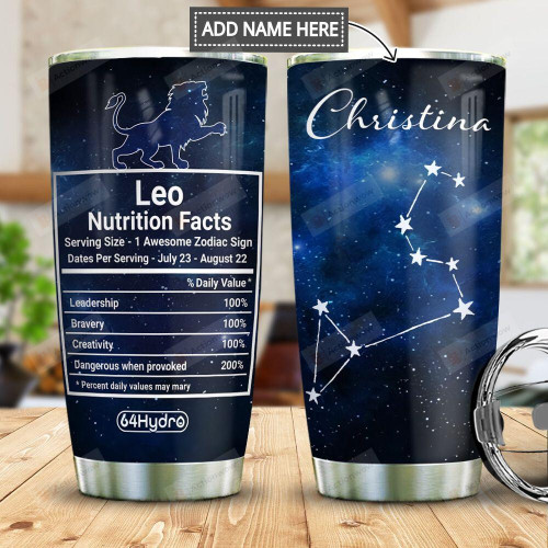 Personalized Zodiac Leo Nutrition Facts Stainless Steel Tumbler Cup