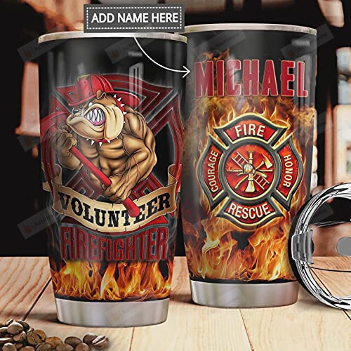 Personalized Volunteer Firefighter Stainless Steel Tumbler Cup