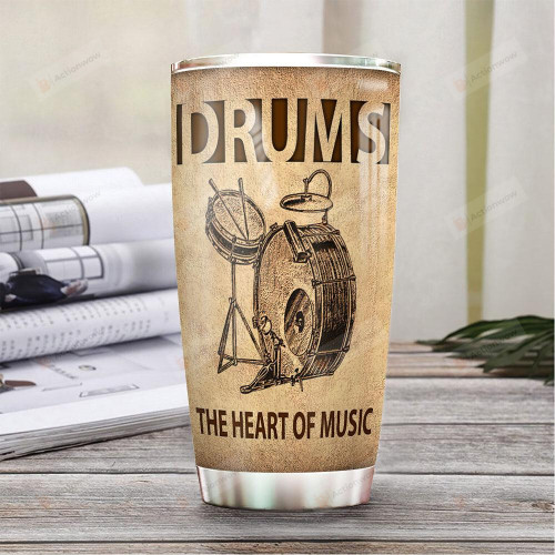Personalized Drums The Heart Of Music Stainless Steel Tumbler Cup