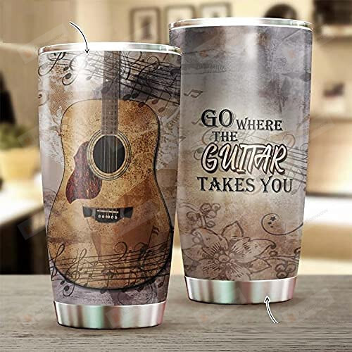 Vintage Music Go Where The Guitar Takes You Stainless Steel Tumbler Cup