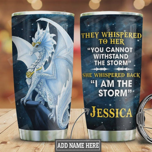 Personalized White Dragon Quote Stainless Steel Tumbler Cup