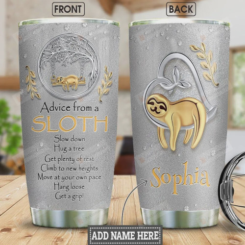 Sloth Jewelry Style Personalized Stainless Steel Tumbler Cup
