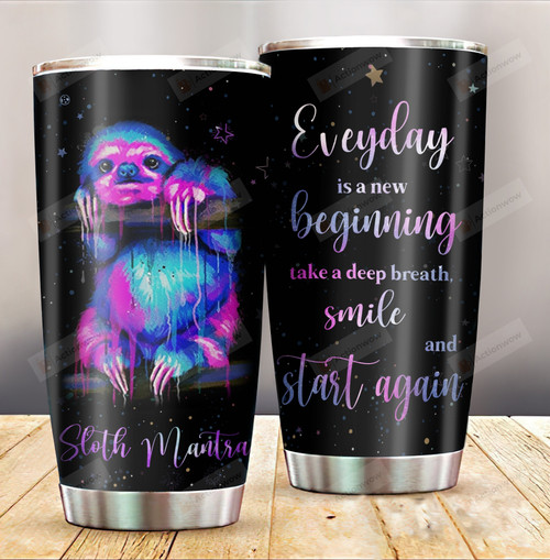 Happy Sloth Personalized Stainless Steel Tumbler Cup