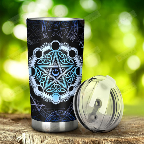 Moon Phases Celtic Pentagram Wicca Stainless Steel Tumbler Cup