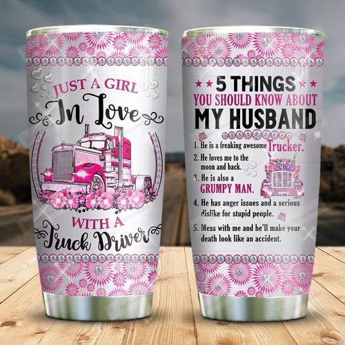 Personalized Truck Driver Wife Stainless Steel Wine Tumbler Cup