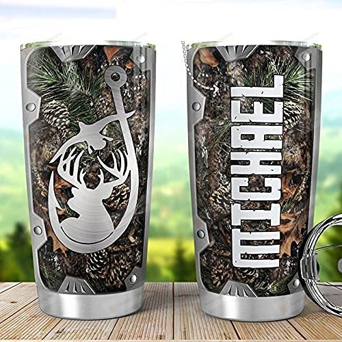 Personalized Fishing Hunting Metal Style Stainless Steel Tumbler Cup