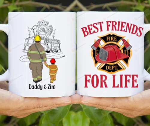 Personalized Firefighter Best Friends For Life Ceramic Coffee Mug