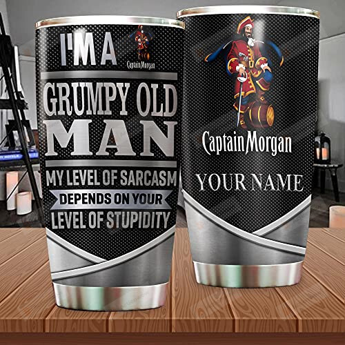 Captain Morgan Customize Name I'm Grumpy Old Man Stainless Steel Tumbler Cup