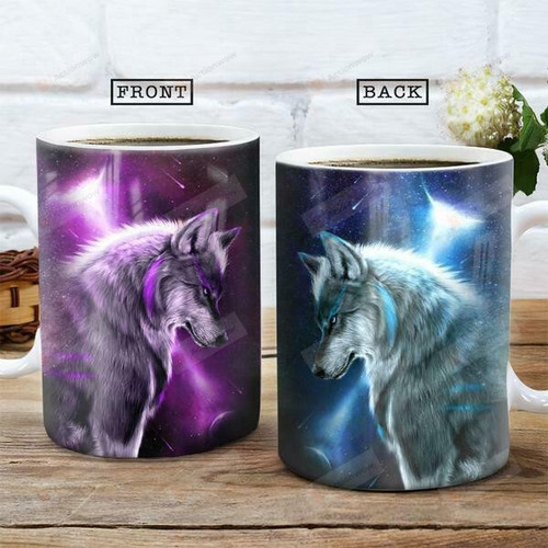 Purple Wolf Coffee Mug - Blue Wolf Novelty Ceramic Coffee Mug