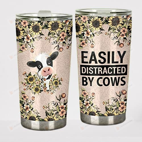 Cows Easily Distracted Stainless Steel Wine Tumbler Cup
