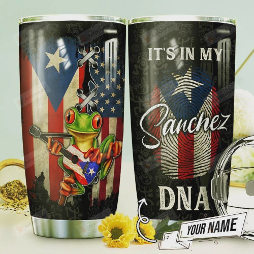 Puerto Rico Frog Personalized It's In My Dna Stainless Steel Tumbler Cup