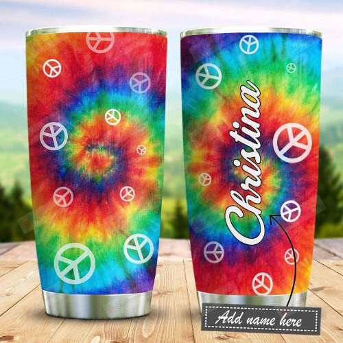 Personalized Peace Tie Dye Hippie Lovers Stainless Steel Tumbler Cup