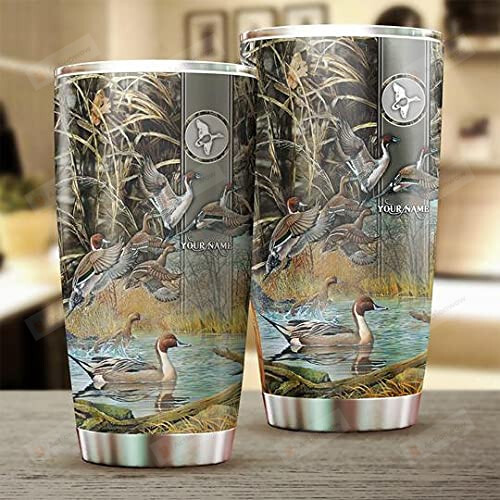 Personalized Duck Hunting Waterfowl Camo Stainless Steel Tumbler Cup