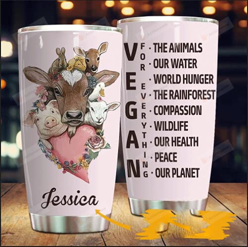 Personalized Vegan For Everything Stainless Steel Wine Tumbler Cup