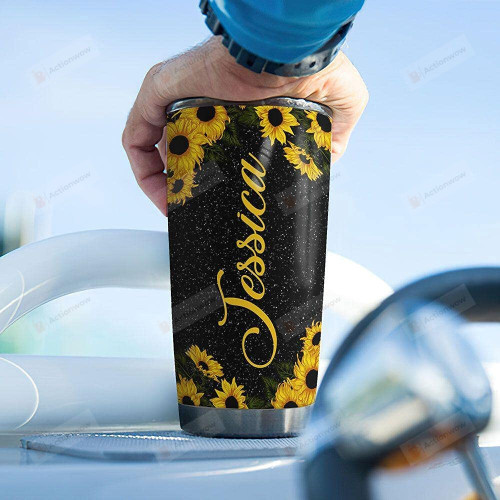 Personalized Elephant Sunflower Stainless Steel Tumbler Cup