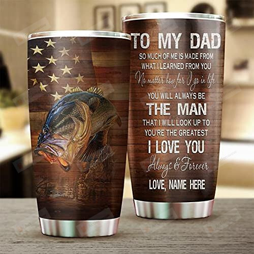 Personalized Bass Fishing American Flag Stainless Steel Wine Tumbler Cup