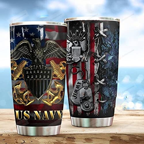 Personalized Falcon National Us Navy Stainless Steel Wine Tumbler Cup