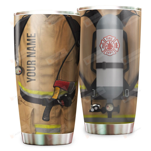 Personalized Firefighter Uniform Stainless Steel Tumbler Cup