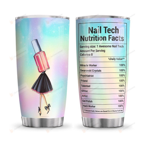 Personalized Nail Tech Nutrition Facts Stainless Steel Tumbler