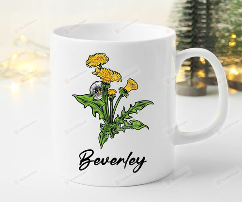 Personalized Dandelion Mug, Custom Name For Dandelion Lover Ceramic Coffee Mug