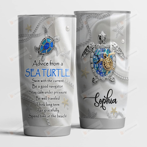 Personalized Advice From A Sea Turtle Stainless Steel/12oz Wine Tumbler