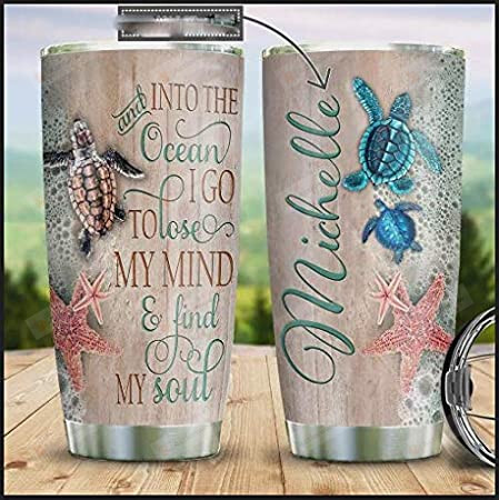 Personalized Ocean Turtle And Into The Ocean Stainless Steel Tumbler