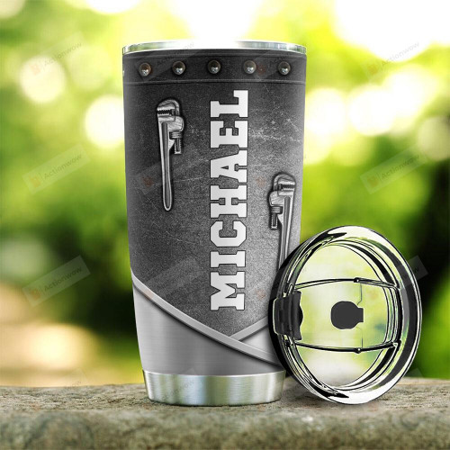 Personalized Plumber Plumber's Tool Metal Style Stainless Steel Tumbler Cup