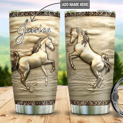 Personalized Horse Couple Bronze Style Stainless Steel Tumbler Cup