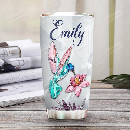 Personalized Hummingbird Crystal Style Stainless Steel Tumbler Cup