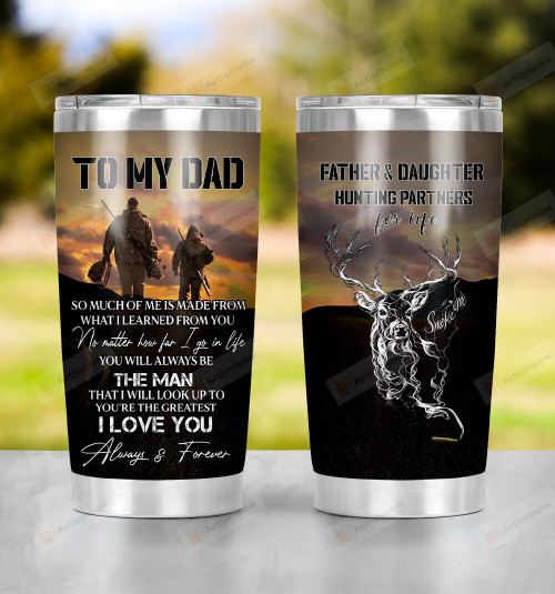 Personalized Father And Daughter Hunting Stainless Steel Tumbler Cup