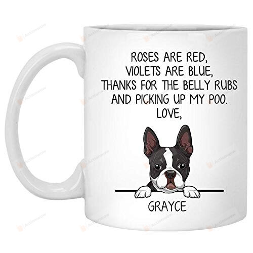 Personalized Boston Terrier Dog Mug Roses Are Red Violets Are Blue Mug