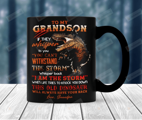 Personalized To My Grandson Mug I Am The Storm Mug, Old Dinosaur Will Have Your Black Mug 11-15 Oz Mug