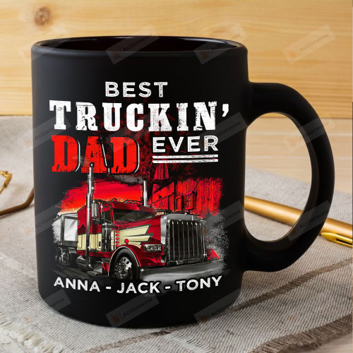 Personalized Fathers Day Mug, Best Trucking Dad Ever, Gift For Trucker Dad, Love And Fun Mug For Dad