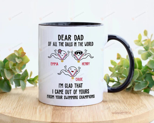 Personalized Funny Dad Mug, Sperm Mug Swimming Champions Coffee Mug